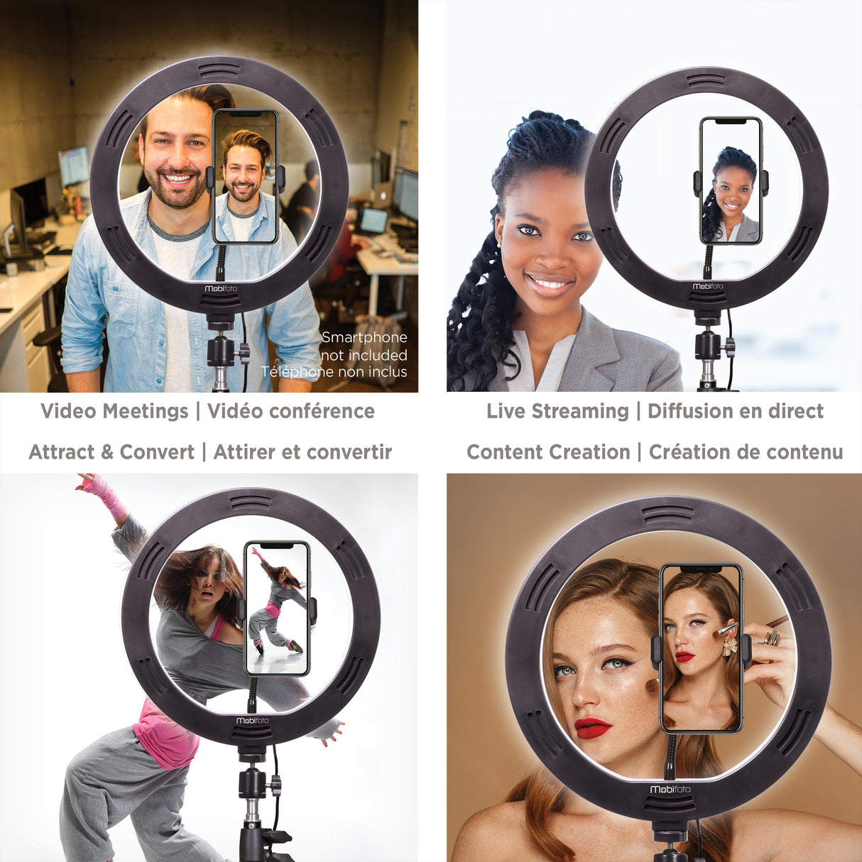 Mobifoto Mobilite 10" LED Ring Light Content Creator Kit with Compact Light Stand