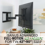 Sanus Advanced Full Motion 4D Shift TV Wall Mount for TVs 42"-90"