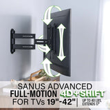 Sanus Advanced Full Motion 4D Shift TV Wall Mount for TVs 19"-43"