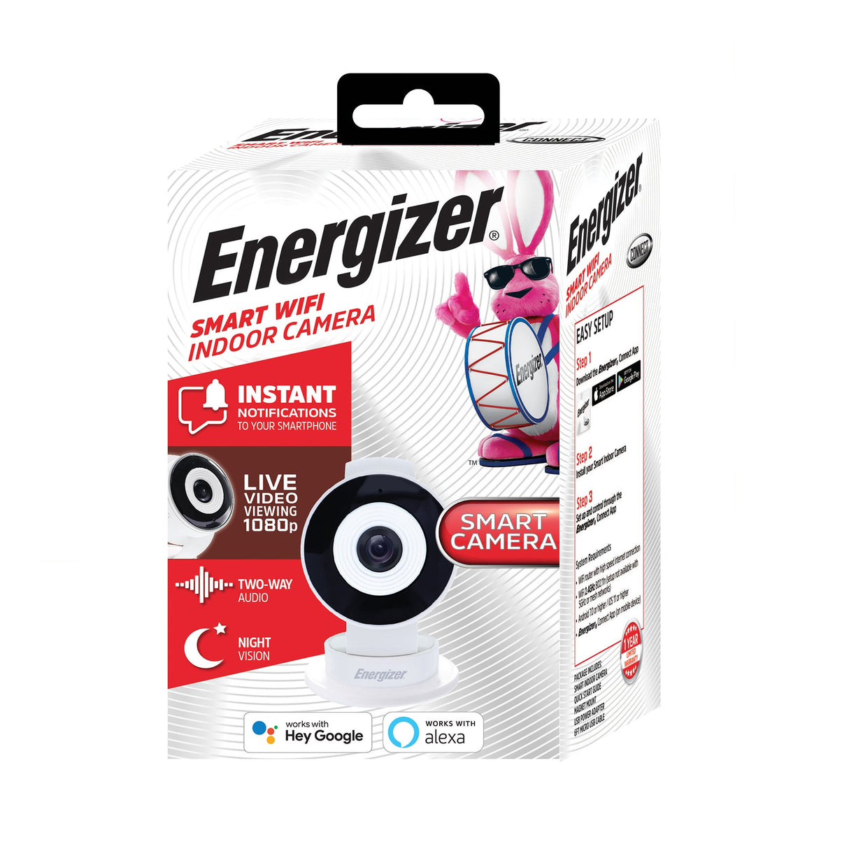 Energizer Smart Wi-Fi 1080P Indoor Camera - White