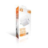 iQ USB PD 35W Rapid Charge Wall Charger, White, Fixed Prongs