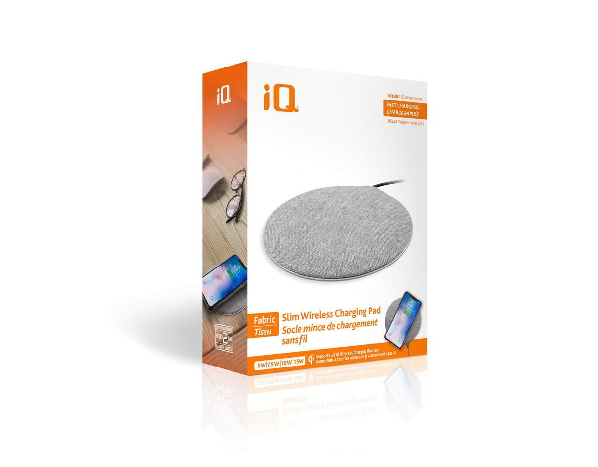 iQ Qi Wireless Charging Pad - Fabric Grey