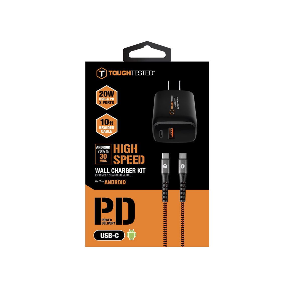 ToughTested 20w PD Type-C Car Charger Kit with 10ft USB-C Cable