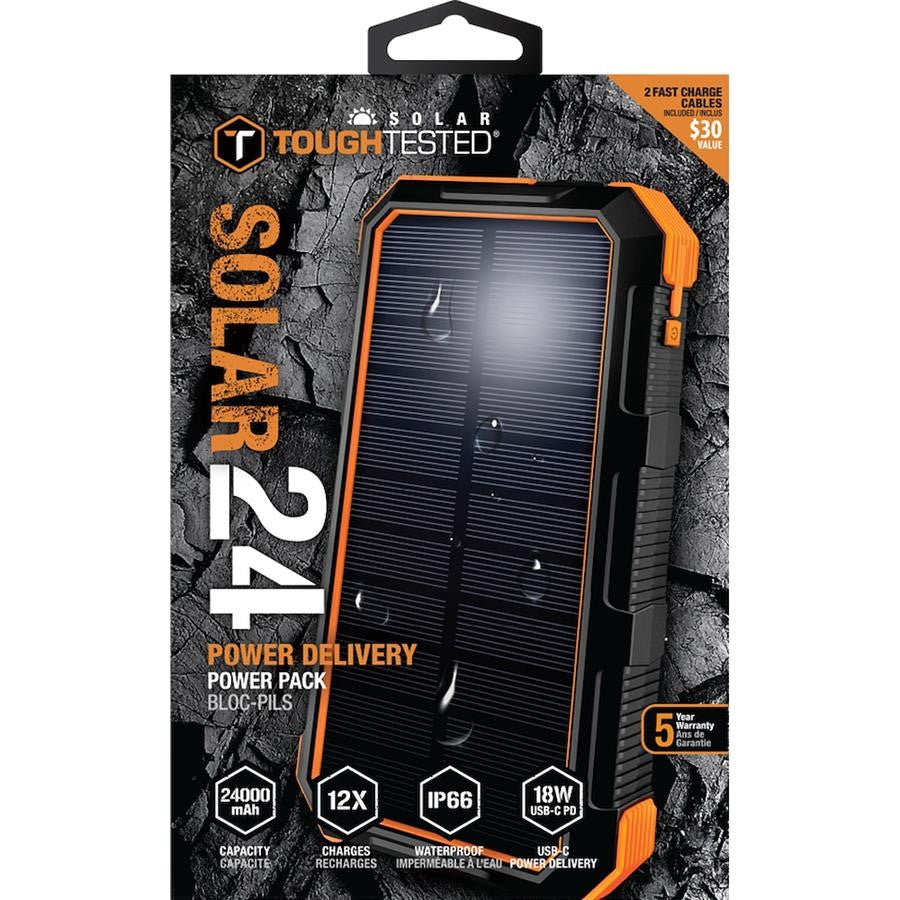 ToughTested 3-port 24,000mAh Solar Power Bank with Power Delivery Fast Charging