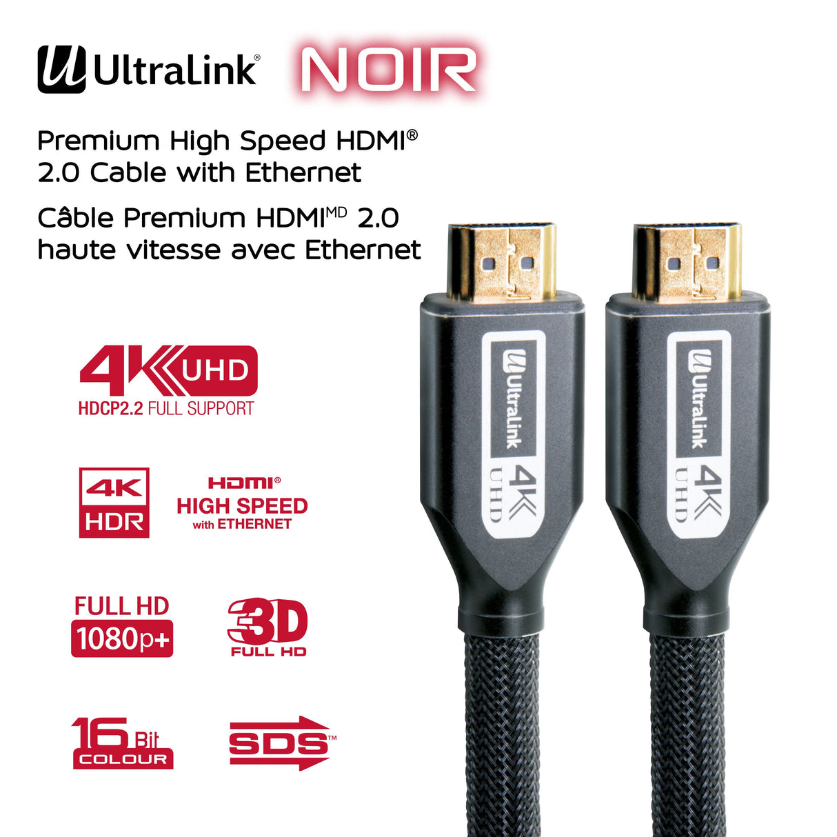 Ultralink Noir HDMI Cable: Premium HDMI Certified